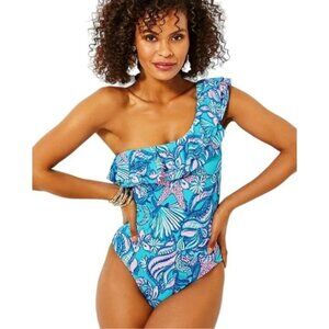 🐟🦩NWT Lilly Pulitzer🌴🍊 Caelum Ruffle One-Piece Swimsuit SIZE 8